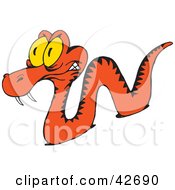 Clipart Illustration Of A Big Eyed Orange Snake With Fangs by Dennis Holmes Designs