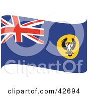 Clipart Illustration Of A Blue Red And White Waving South Australia Flag With A Piping Shrike by Dennis Holmes Designs