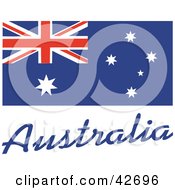 Poster, Art Print Of Flat Flag Of Australia With Blue Text