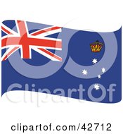 Clipart Illustration Of A Red White And Blue Waving Flag Of Victoria With The Southern Cross Stars And Crown