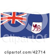Poster, Art Print Of Blue Waving Tasmania Flag With A Red Lion