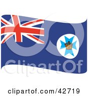 Poster, Art Print Of Blue Waving Queensland Flag With A Crown On The Maltese Cross