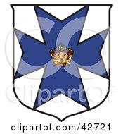 Clipart Illustration Of A White And Blue Coat Of Arms With A Crown