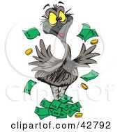 Poster, Art Print Of Wealthy Emu Bird Tossing Money Into The Air