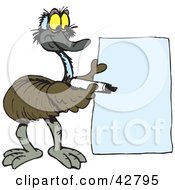 Friendly Emu Holding A Marker And A Blank Sign