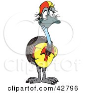 Poster, Art Print Of Young Emu Bird In A Shirt And Hat