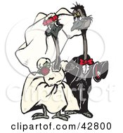 Clipart Illustration Of An Emu Bride And Groom Adoring Each Other by Dennis Holmes Designs