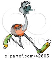 Clipart Illustration Of A Jogging Emu Bird by Dennis Holmes Designs