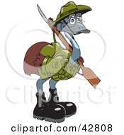 Clipart Illustration Of A Military Emu Carrying A Gun by Dennis Holmes Designs