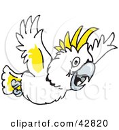 Poster, Art Print Of White And Yellow Cockatoo Bird Flying