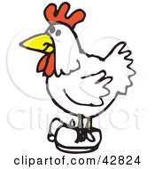 Poster, Art Print Of White Rooster Wearing Shoes