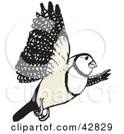 Clipart Illustration Of A Double Bar Finch Bird In Flight by Dennis Holmes Designs