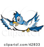Poster, Art Print Of Cute Blue Bird Flying Forward