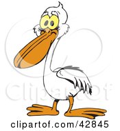 Clipart Illustration Of A White Pelican With Big Yellow Eyes by Dennis Holmes Designs