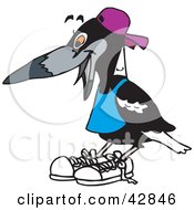 Clipart Illustration Of A Young Magpie Bird In Shoes A Shirt And Hat