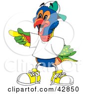 Clipart Illustration Of A Pointing Rainbow Lorikeet In Clothes