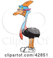 Clipart Illustration Of A Cool Cassowary Wearing Shoes And Sunglasses A Piercing On His Beak by Dennis Holmes Designs