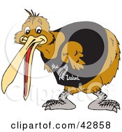 Clipart Illustration Of A Brown Kiwi Bird Wearing A New Zealand Shirt by Dennis Holmes Designs