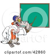 Clipart Illustration Of A Teacher Vulture Pointing To A Chalk Board by Dennis Holmes Designs