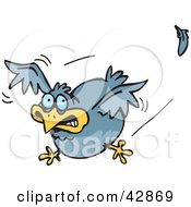 Clipart Illustration Of A Frightened Blue Bird Flying