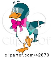 Poster, Art Print Of Happy Penguin Wearing A Vest And Pink Bow