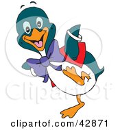 Poster, Art Print Of Happy Penguin Wearing A Vest And Purple Bow