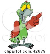 Clipart Illustration Of A Green And Red Male Eclectus Parrot Laughing And Pointing