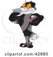 Clipart Illustration Of A Masculine Magpie Flexing His Muscles
