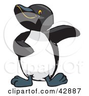 Clipart Illustration Of A Cute Penguin Holding One Wing Out