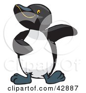 Poster, Art Print Of Cute Penguin Holding One Wing Out