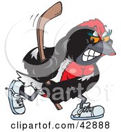 Poster, Art Print Of Tough Female Robin Bird Playing Field Hockey