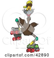 Poster, Art Print Of Roller Skating Emu Bird
