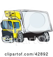 Clipart Illustration Of A Yellow Big Rig With A Blank Trailer For You To Insert Your Text by Dennis Holmes Designs