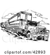 Poster, Art Print Of Black And White Truck Pulling A Train