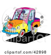 Poster, Art Print Of Animals Riding In A Colorful Clown Car