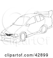 Clipart Illustration Of A Black And White Sports Car Sketch