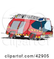 Poster, Art Print Of Red Fire Engine Speeding To An Emergency Scene