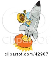 Clipart Illustration Of A Kangaroo Astronaut Flying A Rocket Into Space