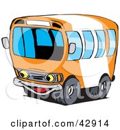 Poster, Art Print Of Happy Orange And White School Bus Character