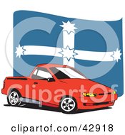 Poster, Art Print Of Red Ute Vehicle In Front Of A Eureka Flag