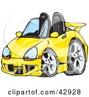Cute Compact Yellow Convertible Porche Sports Car