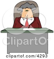 Business Woman Sitting Behind Her Desk