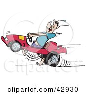 Poster, Art Print Of Man Running And Racing His Go Kart
