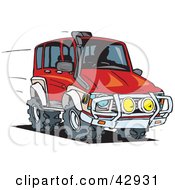 Poster, Art Print Of Red Four Wheeling Suv