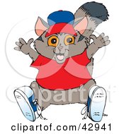 Happy Possum In A Hat Shoes And Red Shirt