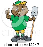 Working Wombat Holding A Shovel
