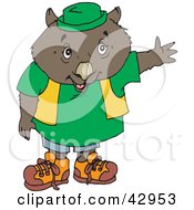 Friendly Dressed Wombat Holding Out One Arm