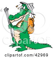 Poster, Art Print Of Hiking Crocodile Wearing An Aussie Hat