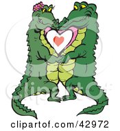 Clipart Illustration Of A Smooching Crocodile Couple