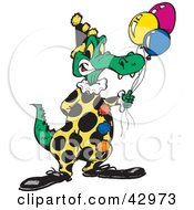Poster, Art Print Of Birthday Party Crocodile Clown Holding Balloons